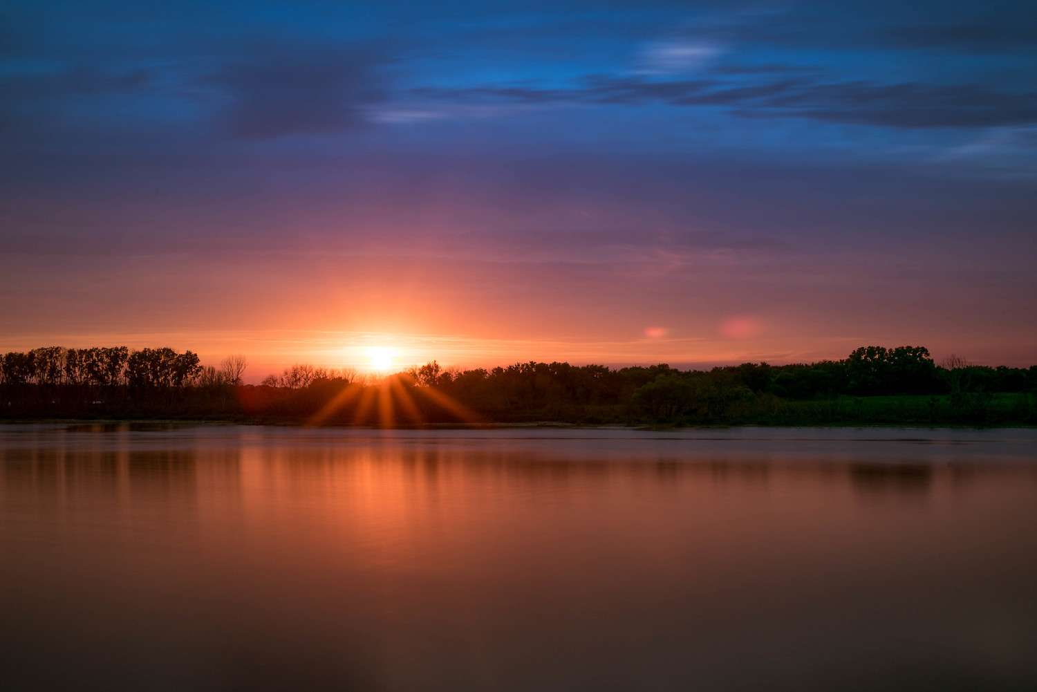 Spring landscape photography sunset over a lake